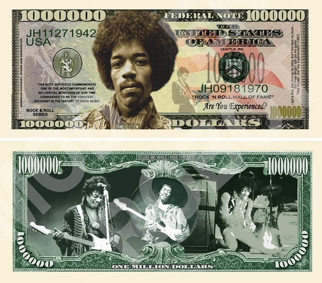 UUSI JIMI HENDRIX SETELI * DOLLARI - ILMAINEN TOIMITUS