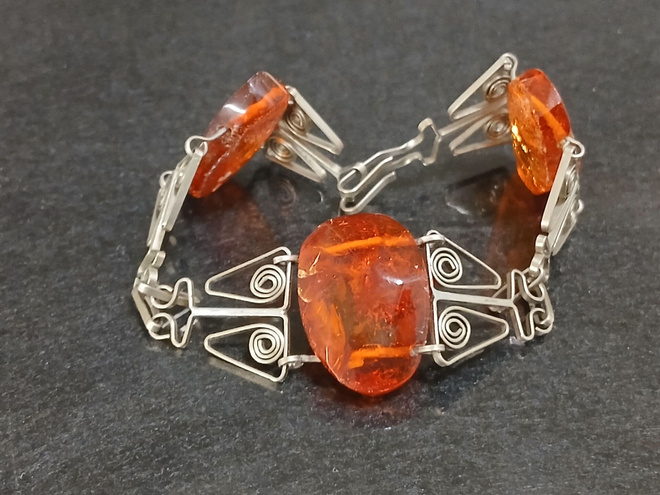 Vintage filigraani meripihka rannekoru Amber