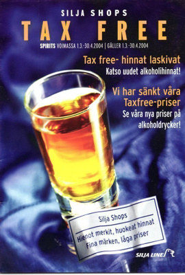 SILJA LINE: "TAX FREE HINNAT LASKIVAT" -esite vuodelta 2004