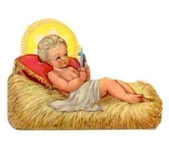 MLP 958 / Jeesus-lapsi seimessä - ripsutyyny. 1950-60-l.
