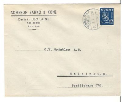Somero,  v. 1948  firmakuori kotiseutukeräilijälle