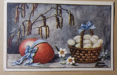 Jenny Nyström: Punainen jättimuna, munakori, urpuja, kukkia