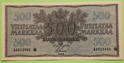 TÄHTI 500 mk 1955 nro A0013902** Kunto 4.