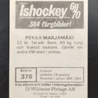 1969-70 Williams Ishockey #376 Pekka Marjamäki - pikkukuva 2