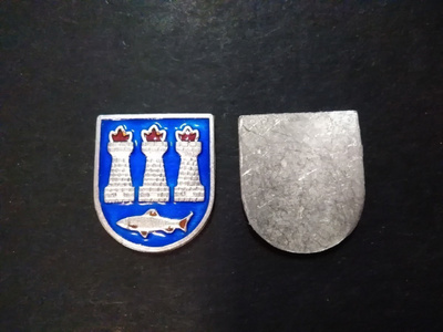 Lohja vaakuna hopea emali 12 x10 mm