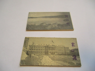 1929-30 Punnitusetiketit 2 kpk SMY Suomen matkailijayhdistys