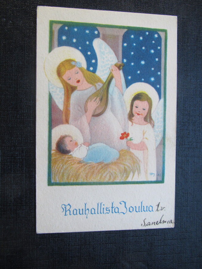 Rauhallista Joulua. Helga Sjöstetdt. Postikortti