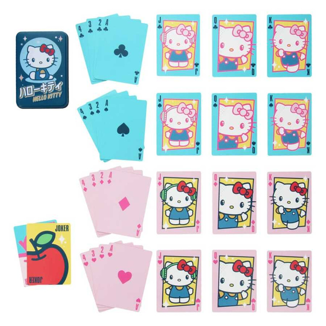 HELLO KITTY PLAYING CARDS	(86 106)	pelikortit, peltirasiassa
