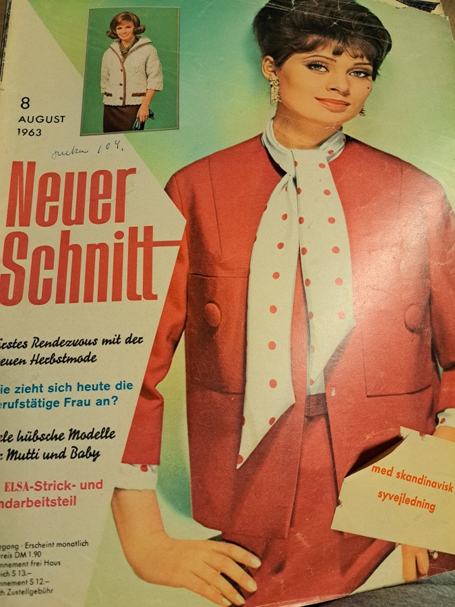 Vintage kaava lehti Neuer Schnitt 08/1963