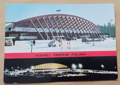 Tampere, Jäähalli, kaksikuvakortti, p. 1968
