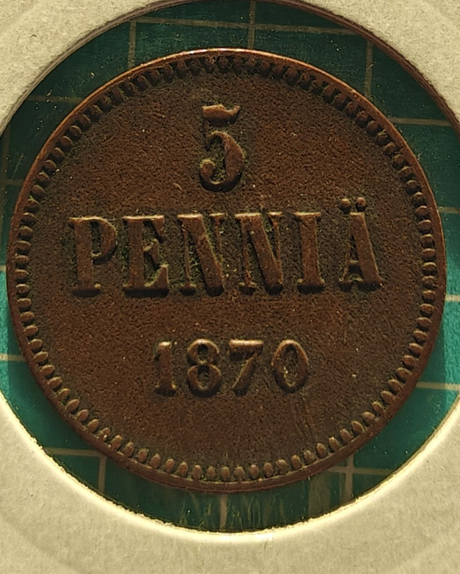 5 penniä 1870 Harvinainen variantti