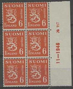 1947   6mk oranssi leijona nro-6lo 717 ++