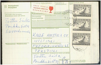 1963 75p Pyhäkoski 3-riv varovasti paketti