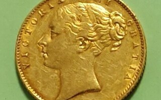 Englanti, 1 Sovereign 1864, young Victoria.