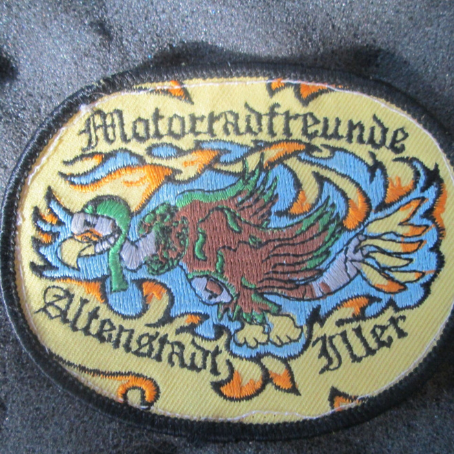 Saksa: vintage moottoripyöräkerhon kangasmerkki