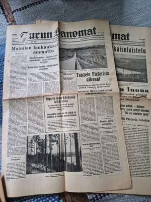 15kpl vuoden 1941 Turun Sanomat lehtiä