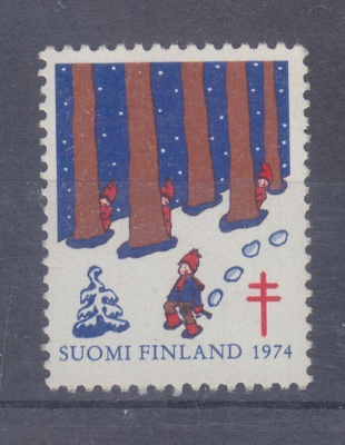 1974 TUB joulumerkki postituoreena.