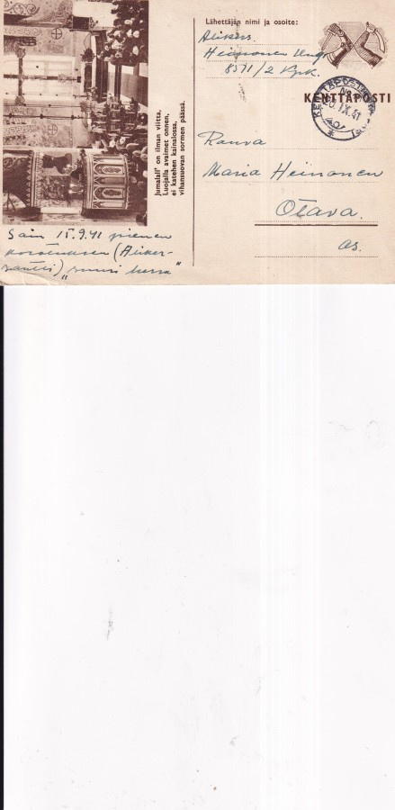 Kenttäposti. Jumall on ilman viitta,    b582