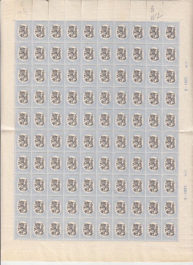 M17 3 mk sinimusta arkki 8-1927 No:127 B W2 postitorvi