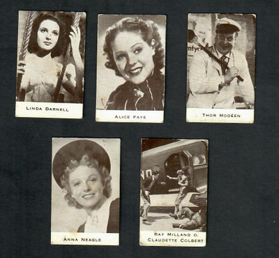 Keräilykuva - Alfa Filmkolaskylt - 5 filmitähtikuvaa