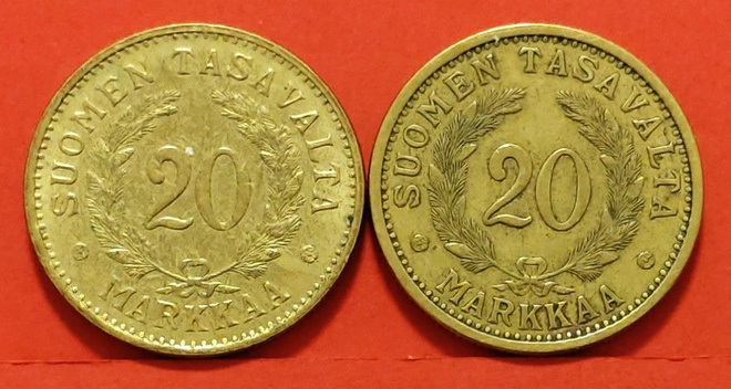 20 mk 1931 ja 1934. Harvinaiset. (KD2)