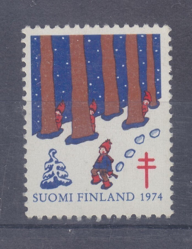 1974 TUB joulumerkki postituoreena.