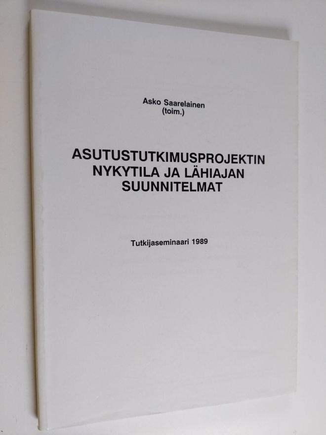 Asutustutkimusprojektin nykytila ja lähiajan suunnitelmat...
