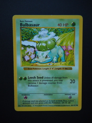 Pokemon kortti Shadowless Bulbasaur Base set