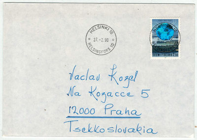 1990 2,50 mk hologrammi loistoleimainen kirje CSRään