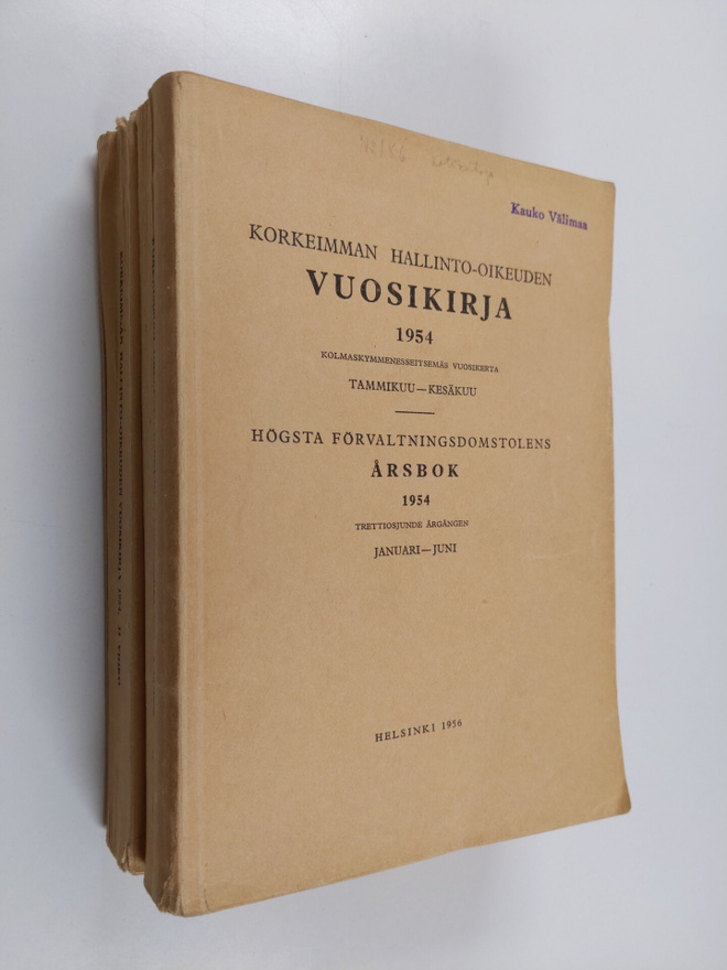 Korkeimman hallinto-oikeuden vuosikirja 1954 : 1-2