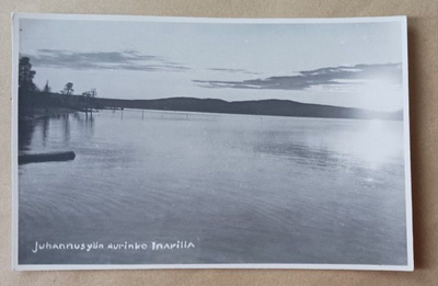 Inari, juhannusyön aurinko Inarilla, vanha vkpk, ei p.