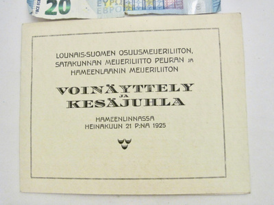 VANHA Ohjelma Voinäyttely Hämeenlinna 1925