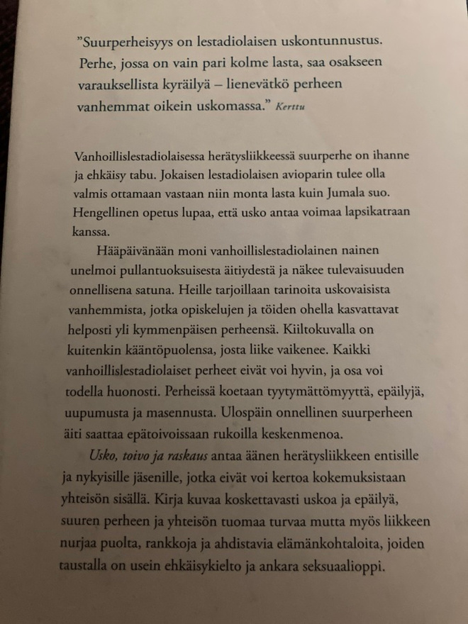 VANHOILLIS-LESTADIOLAISTA PERHE-ELÄMÄÄ