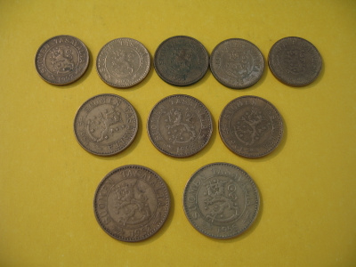 10 kpl 10, 20 ja 50 markkaa - 1952-1961