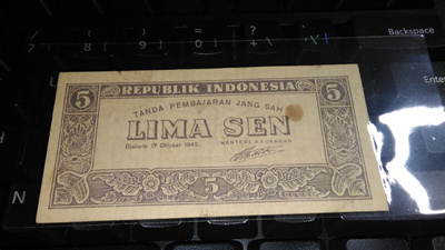 Indonesia 5 Sen 1945 P14 XF