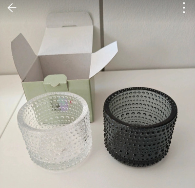 Kirkas ja harmaa Iittalan Kastehelmi kynttilälyhty