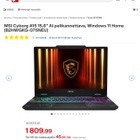 MSI Cyborg A15 15,6" AI pelikannettava, Windows 11 Home - pikkukuva 1