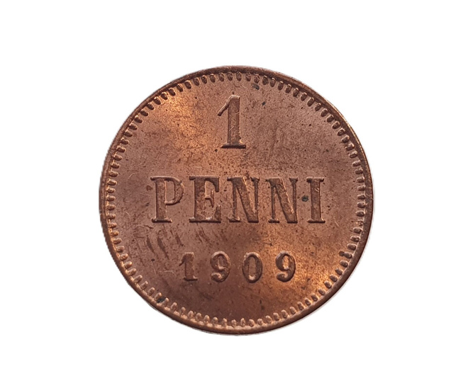 1 penni 1909 - hienokuntoinen!