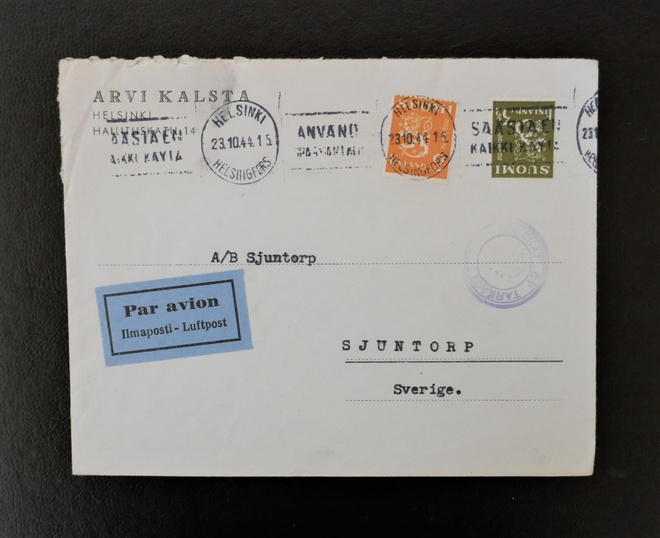 FIRMAKUORI Arvi Kalsta Helsinki Ilmaposti Ruotsiin viestilli