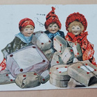 Lapset ja iso läjä joulupaketteja, p. 1914 - pikkukuva 1