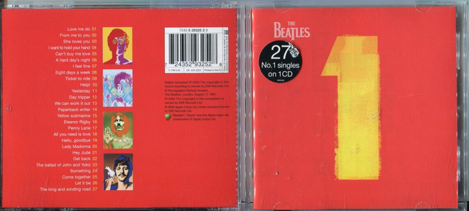 THE BEATLES . CD-LEVY . 1 - 27No: 1 SINGLES ON 1 CD