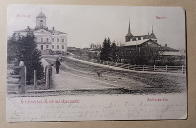 Kristiinankaupunki, Raatihuoneenpuistoa, kirkko, p. 1907