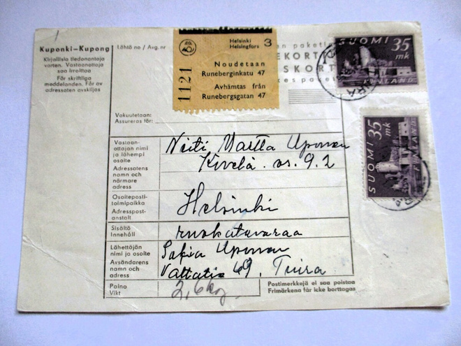 1956 Tuira osoitekortti