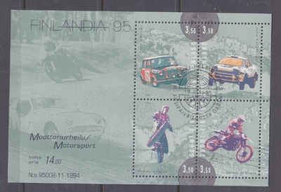 Finlandia 95 moottoriurheilu blokki ep leimalla.