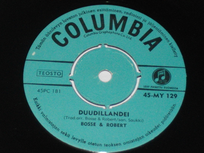 7" BOSSE & ROBERT - Duudillandei - single 1966 folk pop EX