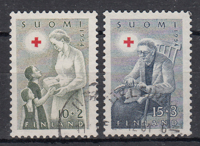 1954 Punainen Risti pyöröleimatut