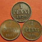 3 kpl 1 penni: Harvinaiset 1870 ja 1882 ja 1884. (KD19) - pikkukuva 1