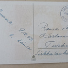 Valkoisia ruusuja lasimaljassa, onnittelupk, p. 1953 - pikkukuva 2