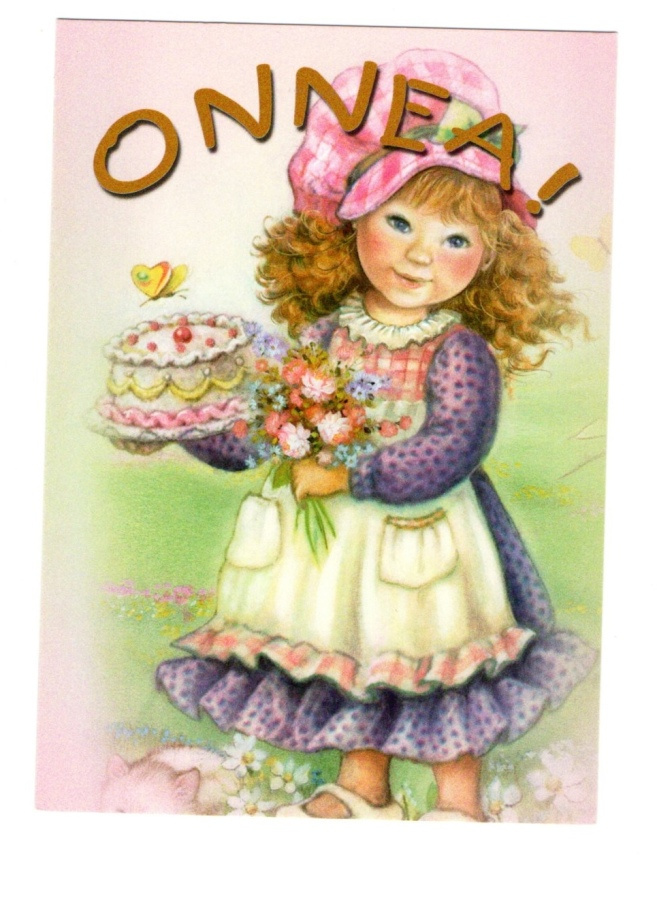Tyttö & Täytekakku...°"ONNEA!"° -KORTTI / (Anki)