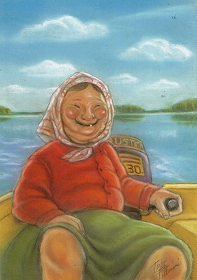 Postikortti Terho Peltonimemi "Ajelulla järvellä"